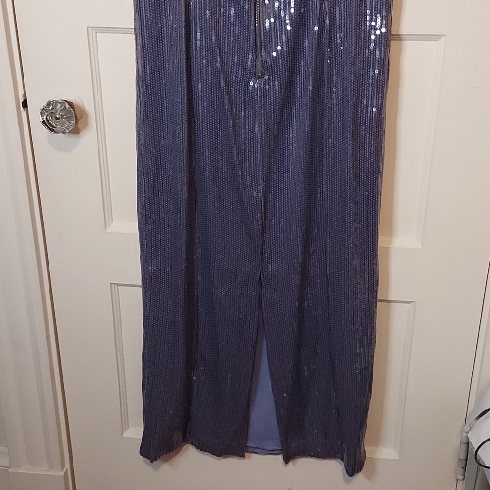 Pilcro Sequin Slim Midi Dress in Blue/Silver - Picture 13 of 16